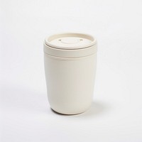 A white insulated tumbler with lid porcelain milk cup.