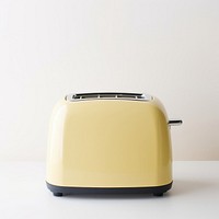 A yellow retro minimal toaster appliance white background small appliance.