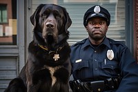 Black guy police man dog pet mammal. AI generated Image by rawpixel.
