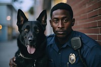 Black guy police man dog pet mammal. AI generated Image by rawpixel.