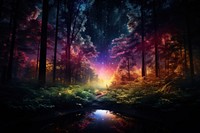  Colorful forest landscape outdoors woodland. AI generated Image by rawpixel.