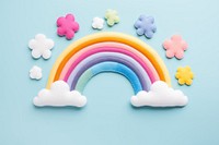 Photo of felt bule sky with rainbow confectionery creativity variation.