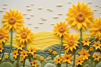 Photo of felt sunflower field landscapes art backgrounds plant.