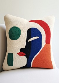 Hand tufted punch needle pillow cushion representation creativity.