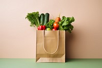 Paper bag with vegetable handbag green plant.