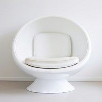 Space age chair toilet white room.