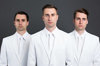 White men wearing white corporate uniform portrait adult photo.