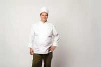 White men wearing white chef uniform portrait adult white background.