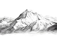 Snow mountain landscape drawing sketch outdoors. 
