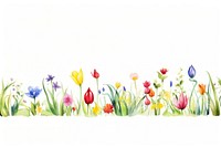 Spring flower and easter rabit border outdoors plant white background.