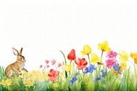 Spring flower and easter rabit border outdoors nature animal.