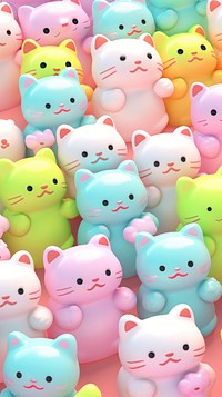 3d gouach texture of diversity cats backgrounds cute toy.