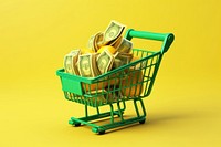 Paper green dollars shopping yellow money. AI generated Image by rawpixel.