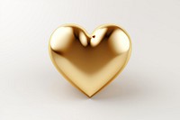 Heart shape jewelry gold white background.