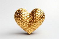 Heart shape gold jewelry white background.