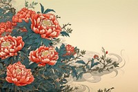 Isolated peony bouquet border flower art pattern. 