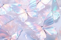 Pastel 3d butterfly aesthetic holographic nature petal plant.