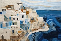 Stunning santorini painting land art.