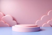 Abstract 3D room with realistic pink minimal cloud blue fondant.