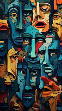 Messy human faces painting art representation. AI generated Image by rawpixel.