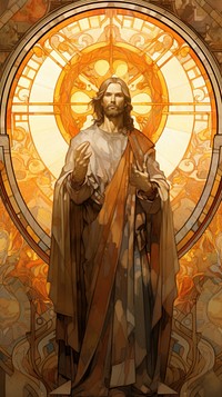 An art nouveau drawing of jesus architecture spirituality catholicism.