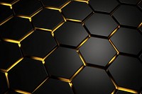 Monochrome neon light hexagon pattern honeycomb black backgrounds.