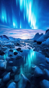  Blue aurora landscape outdoors nature. AI generated Image by rawpixel.