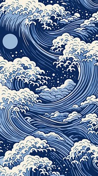 Blue japanese waves nature outdoors pattern. AI generated Image by rawpixel.
