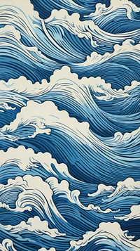  Blue japanese waves nature pattern art. AI generated Image by rawpixel.