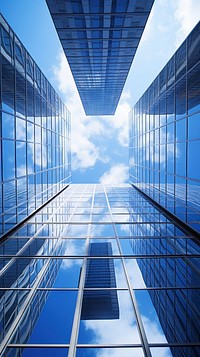  Business buildings against blue sky photo city architecture skyscraper. AI generated Image by rawpixel.
