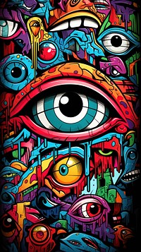  Abstract eyeball art painting cartoon. 