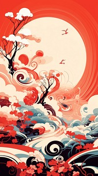  Abstract japanese art pattern cartoon backgrounds. AI generated Image by rawpixel.
