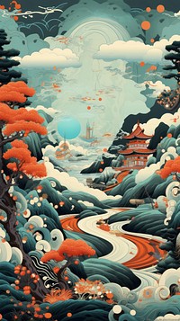  Abstract japanese art outdoors painting cartoon. AI generated Image by rawpixel.
