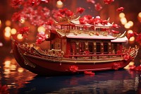 Chinese New Year style of merchant boat vehicle red chinese new year.