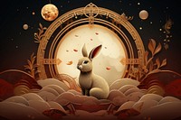 Chinese New Year style of rabbit and the moon cartoon nature mammal.