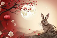 Chinese New Year style of rabbit and the moon rodent animal mammal.