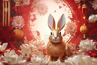 Chinese New Year style of rabbit animal mammal flower.