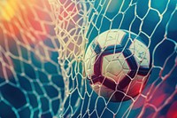 Soccer ball in the net soccer football sports backgrounds.