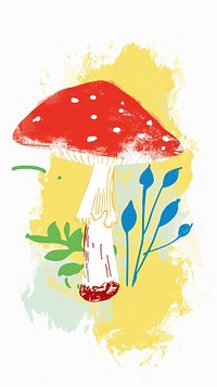 Cute mushroom illustration agaric plant creativity.