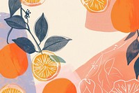 Cute orange illustration backgrounds grapefruit plant.