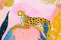Cute cheetah illustration wildlife painting leopard.