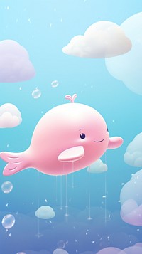 Cute whale dreamy wallpaper cartoon animal transportation.