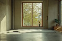 Yoga studio windowsill flooring plant.