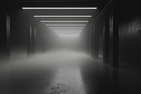 Black studio with fog architecture corridor building.