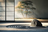 Japanese zen stone garden outdoors nature plant.