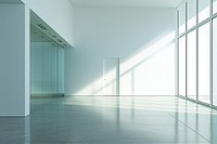 Minimal glass wall room with spotlight architecture flooring building.