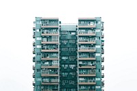 Local high-rise Taiwan apartment architecture building city.