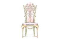 Chair Alphonse Mucha style furniture throne white background.