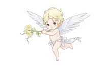 Baby cupid in style of Alphonse Mucha angel representation creativity.