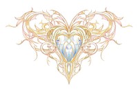 Heart in style of Alphonse Mucha pattern drawing sketch.